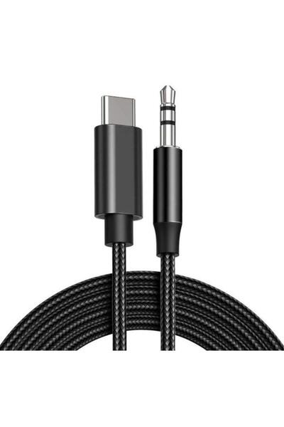 lemontti Cablu Audio LAUXCTCBK, USB Type-C - Jack 3.5mm, 1m, impletitura text...