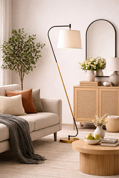 Crestj Modern Floor Lamp with Elegant Design and Luxurious Golden Accents, Ad...