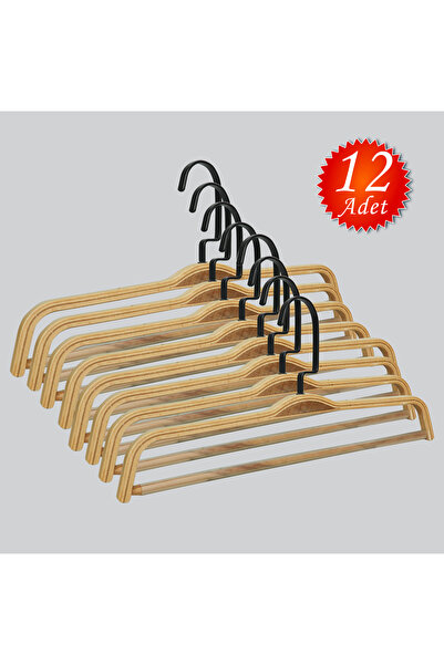 NYN Вішалка для штанів з дерев'яною планкою чорного кольору, 12 предметів