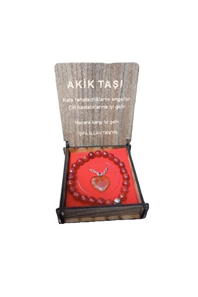 BEST PARTİ Best Special Wooden Boxed Agate Stone Bracelet and Necklace Set