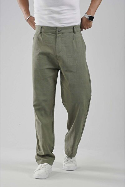 king brich Baggy Fit Cotton Linen Trousers