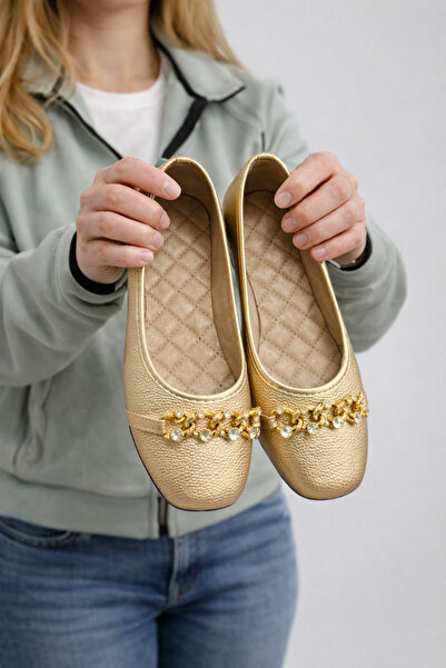 FootFrenzy Pantofi de balerină cu lanțuri pentru femei Liva – Balerini elegan...