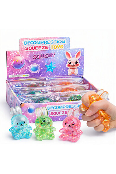 JML1 Set de 12 jucării squishy, iepurași cu sclipici, 10 cm, culori asortate,...