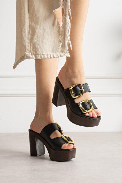 LEYDİ SHOES نعال جاسمين بكعب سميك ومشبك