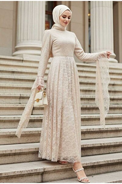 AKBAŞ Tesettür Dantel Elbise