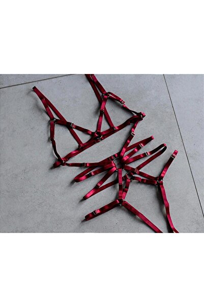 Sandrada SD Red satin harness lingerie set – adjustable straps, bold and mode...