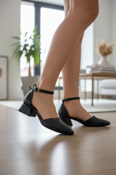 enoch Women's Oval Toe Single Strap Low Block Heeled Casual Stylish Shoes