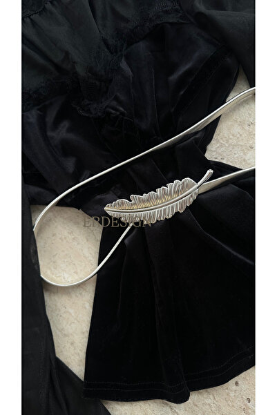 ERDESIGNN Women's Silver Metal Flexible Leaf Pattern Belt Waist Belt Pants Be...