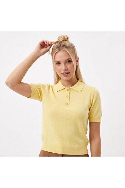 Noi Belis Soft-Textured Half Pat Button Knitwear Blouse Ss26Bz0056