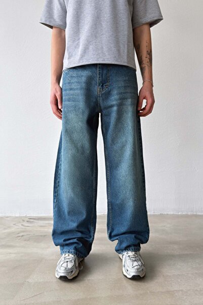 Flaw Wear Çizgili Eskitme Model Baggy Jean