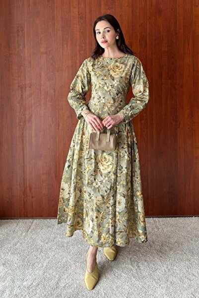 Ceylan Otantik Λιτό φόρεμα - Χακί - Μακρύ