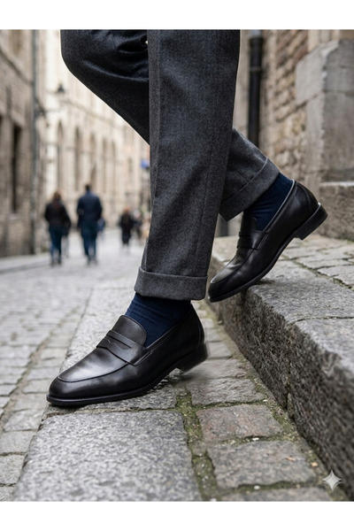 OFLAMAZ Men's Classic Shoes, 100% Genuine Leather Inside and Out, Suitable for Wearing with Suits