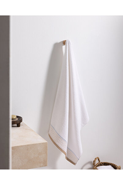 Madame Coco Alouette Cotton Bath Towel - White/Beige - 70X140 cm