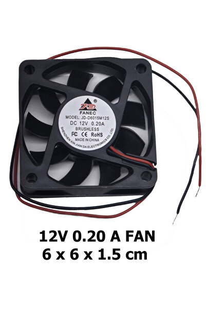 fanec 12V DC 0.20A Brushless Salyangoz Fan 6x6x1,5 cm Soğutucu Blower 3D Yazı...