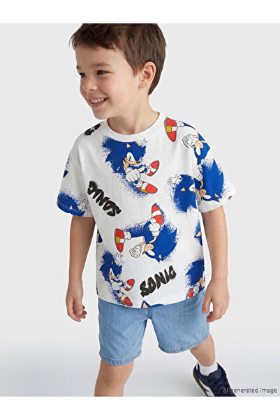 LC Waikiki RMZ GİYİM FARKIŞİLLERİNE ZERO Roba Yaka Tricou cu imprimeu sonic p...