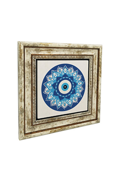 Sadrazam Nazar Beaded Pattern Printed Natural Stone Table 25X25Kd-57