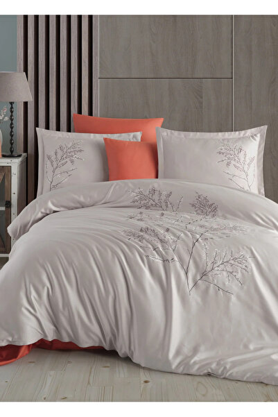 Dantela Blesk Embroidered Duvet Cover Set-Beige King Size