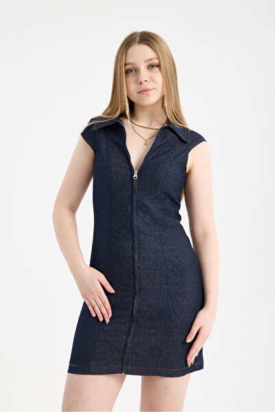 Moda Days Γυναικείο Μίνι Φόρεμα με φερμουάρ, Αμάνικο, Κομψό, Καθημερινό Φόρεμ...