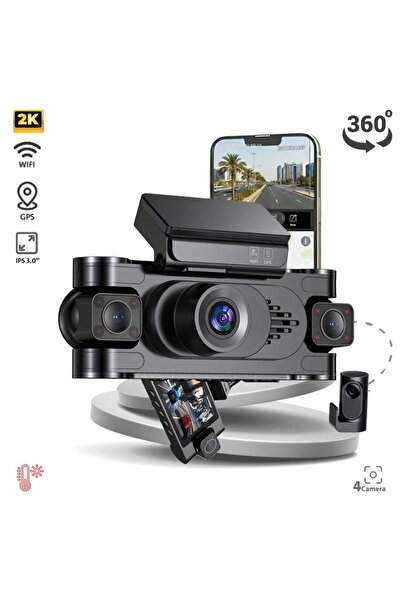 Tecar Te-D361 Techart Dash Cam 3 Inch 4-Camera 360 Degree 2K Front Camera wit...