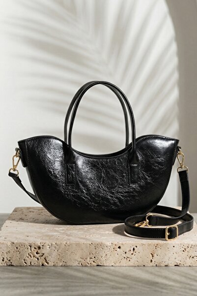 InStyle Women's Half Moon Black Hand and Shoulder Bag