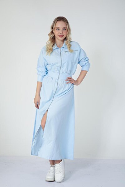 Suede Style 5827 - Stylish and Comfortable Poplin Full-Zip Summer Women's Dress