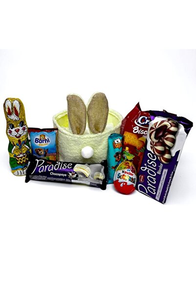 velve Sweet Bunny Easter gift basket for children, with Kinder Surprise and s...