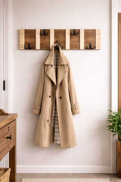 MervishDecor Portmanto Duvar Askılığı Elbise Askılığı Vega Beyaz 70 Cm