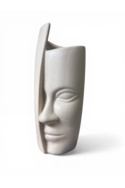 OEM Vaza decorativa ceramica ,design fata umana, 28 cm, diametru 12 cm, alba-...