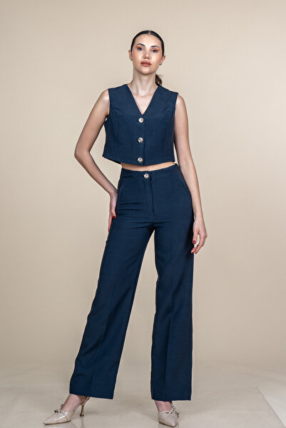 MissVina Set pantaloni din material textil pentru femei – Set elegant din dou...