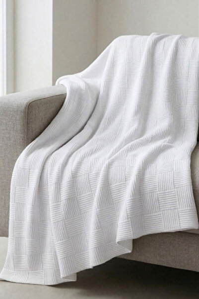 Nart Home 100% Cotton Checkered Patterned Single Pique White 160X230