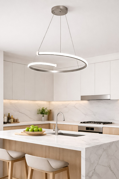 Fer Avize Aura Modern Tasarım Enerji Tasarruflu Dekoratif Led Avize(Beyaz Işı...