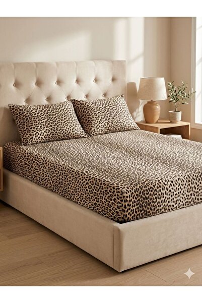 Constanza Exclusive Calista Cotton Patterned Double Elastic Sheet + 2 Pillowc...