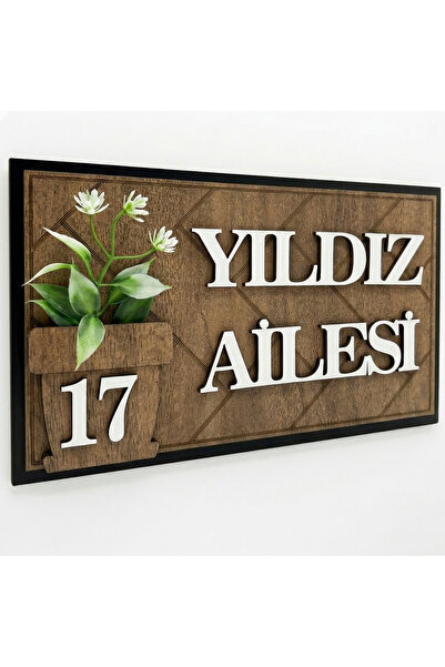 Vera Atolye Kişiselleştirilebilir Ahşap Kapı İsimliği - 23 x 13,5 cm Modern A...