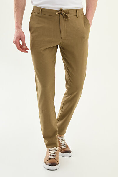 Mcr Gofreli Super Slim Fit Elastic Waist Drawstring Men's Trousers Mink - 383...