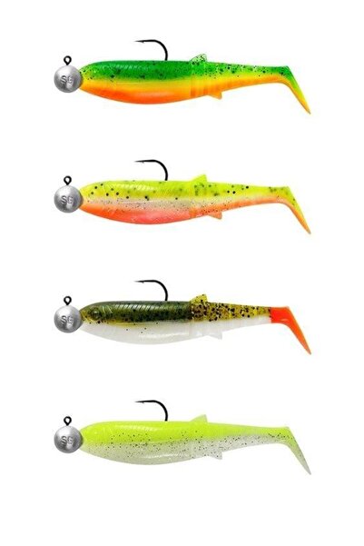Cannibal Shad 8cm 5gr+7.5gr #2/0 Dark Water 4+4 Pcs Silicone Fish