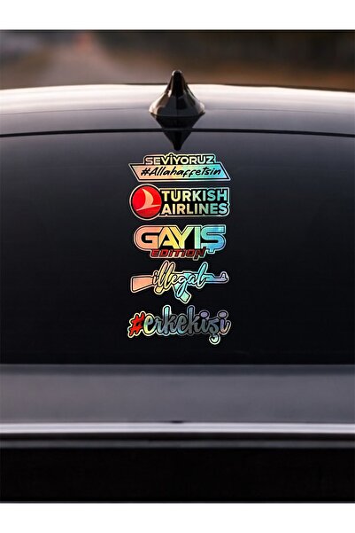 sticker مجموعة هولوغرام للزجاج الخلفي للسيارة مقاس 32 × 15 سم - مجموعة ملصقات...