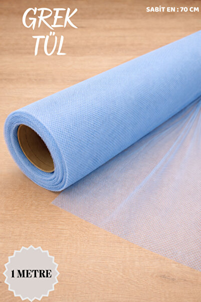Mortex Bebe Mavi İran Grek Tül Boy 1 Metre En 70 Cm Nişan Kına Düğün Bohça Ka...