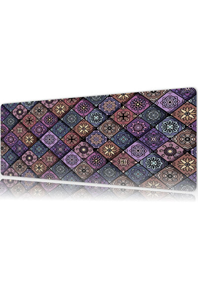 urzuva Boho Mosaic Gaming Oyuncu XL Mouse Pad Mousepad 80X30 cm 3Mm Dikişli M...
