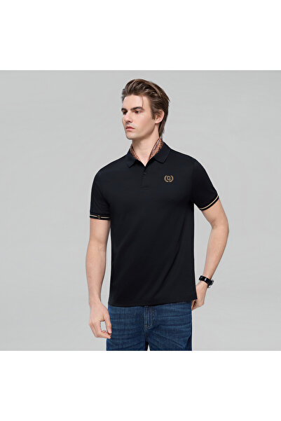 Giordano قميص بولو رجالي ضيق بملمس سائل ونسيج متشابك