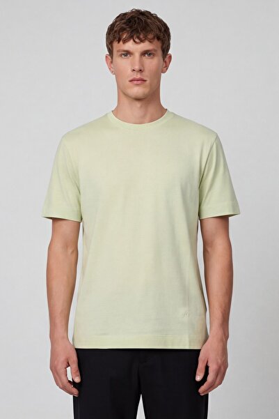 Sabri Özel Men's Light Green Modern Fit 100% Cotton Basic T-Shirt