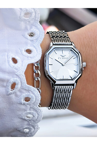 FERRO Silver Steel Cord Women Wrist Watch Fl21766A-A 3Atm Water Resistant 2 Y...