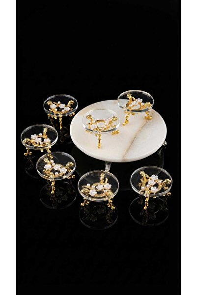 Elta Collection 6'lı Gold Ayaklı Pleksi Lokumluk Çikolatalık Kahve Yanı Sunum...