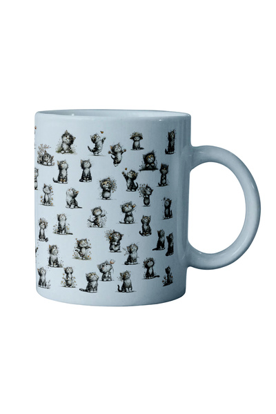qoeuyl boutique Cheerful Cats Printed Fun Gift Ceramic Mug