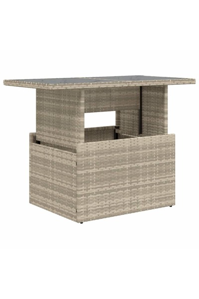 vidaxl Masă de grădină cu blat din sticlă, gri deschis, 100x55x73 cm
