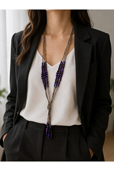 Neel butik Çok Katlı Kum Boncuk & Kristal Boncuk Kolye