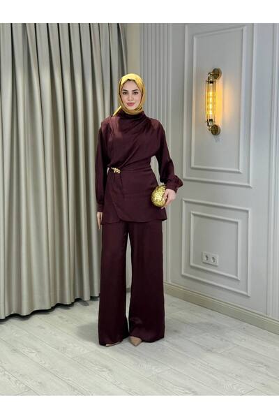 Butik Saten kumaş pantolonlu takım