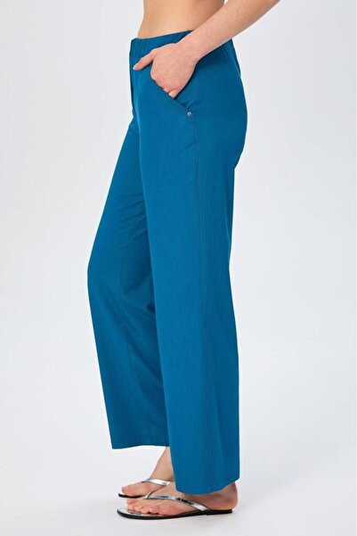 İKİLER Beli Lastikli Cepli Bol Paça Pantolon 026-3518