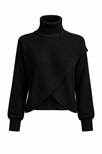 On Fashion Kaıdn Double-Breasted Em Boy Degaje Collar Ribbed Sweater