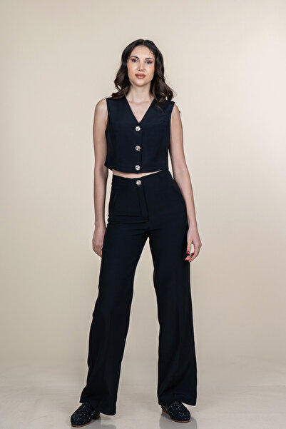 MissVina Set pantaloni din material textil pentru femei – Set elegant din dou...