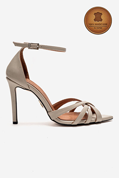 Ayakkabı Ateşi Γνήσιο δέρμα Γυναικεία Μπεζ Δερμάτινα Παπούτσια με Λεπτό Τακού...